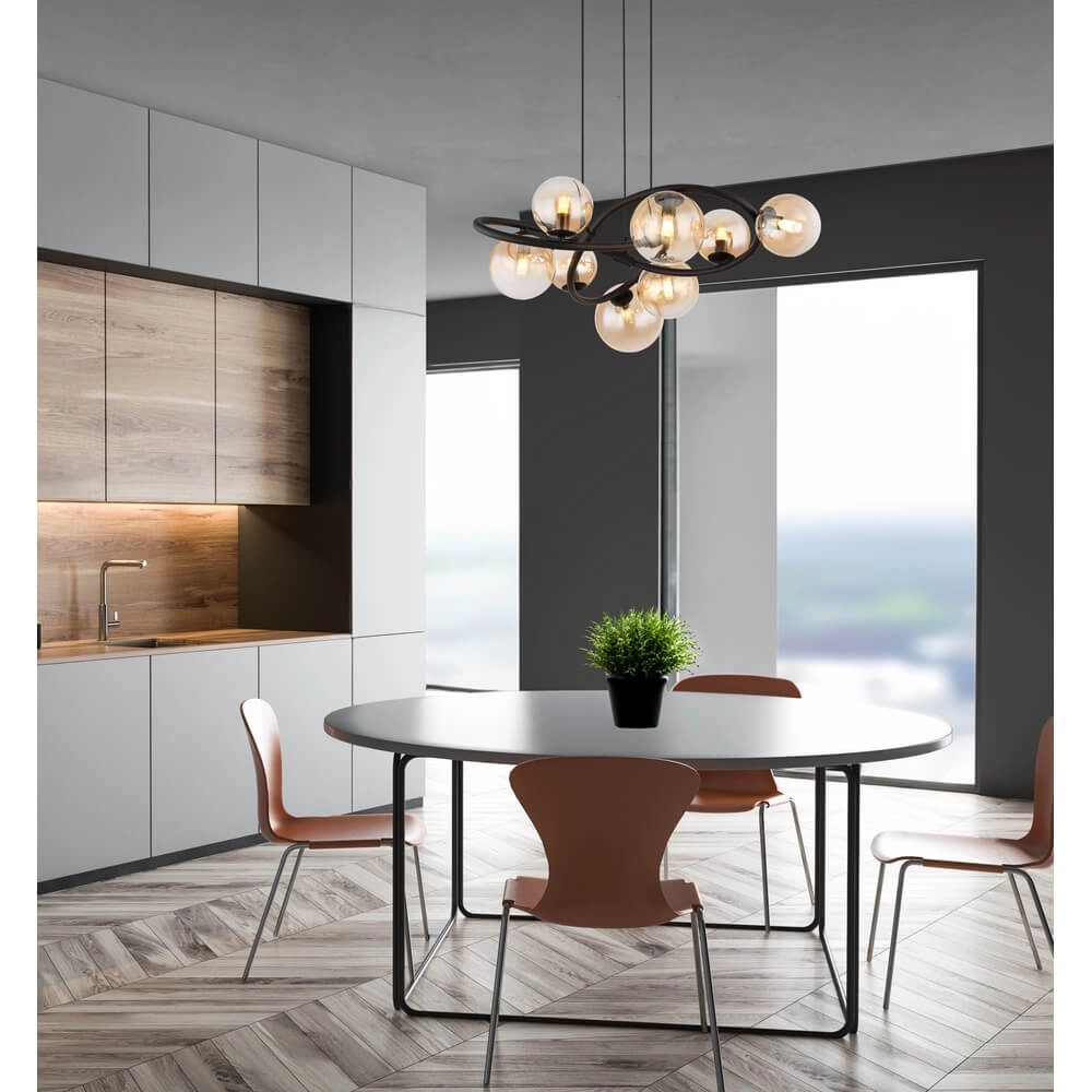 Black pendant lamp Tuberius Design 8-light Globo 9007371449446