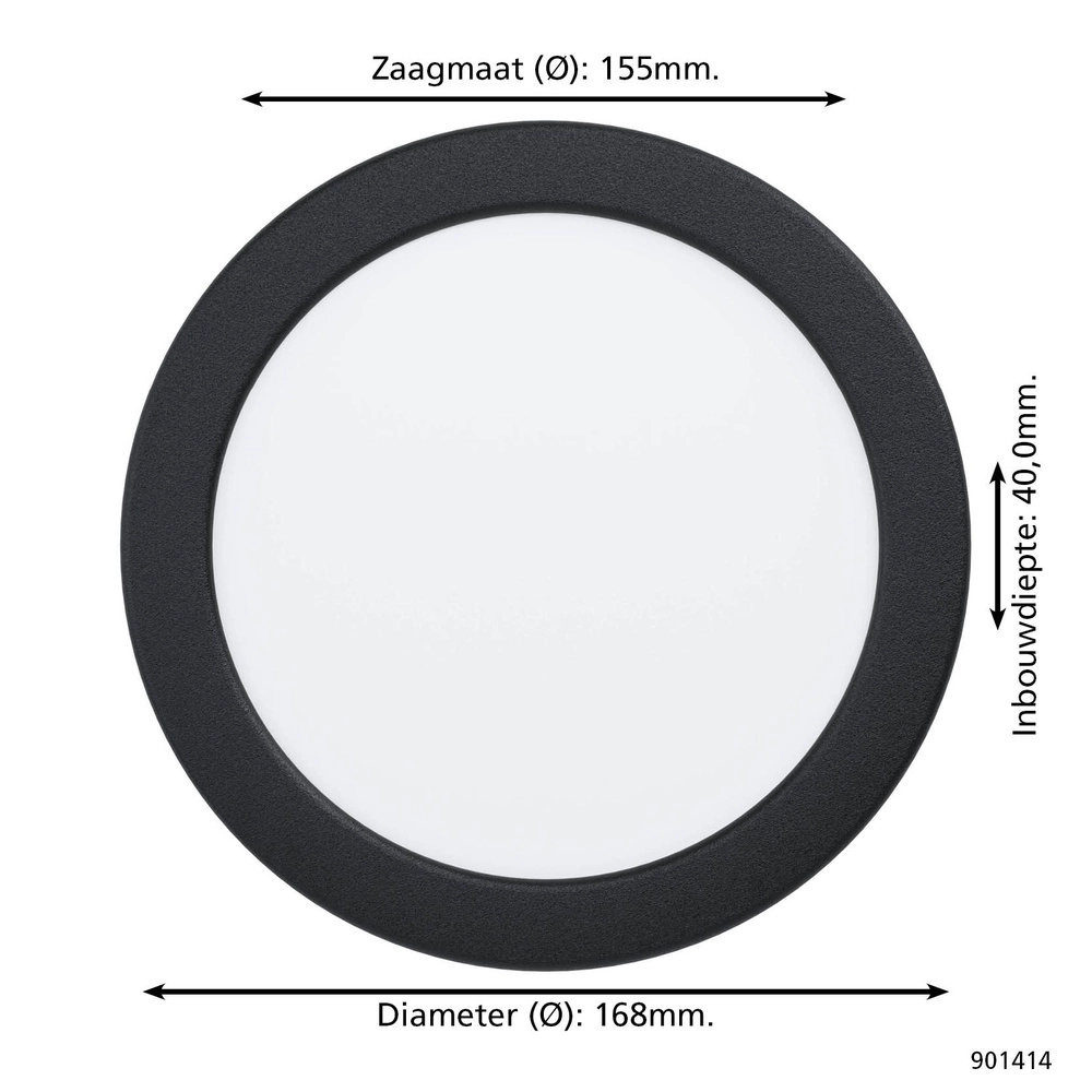 IP44 ceiling light Fueva 6 round - black - Ø 16,8cm Eglo 9008606330928