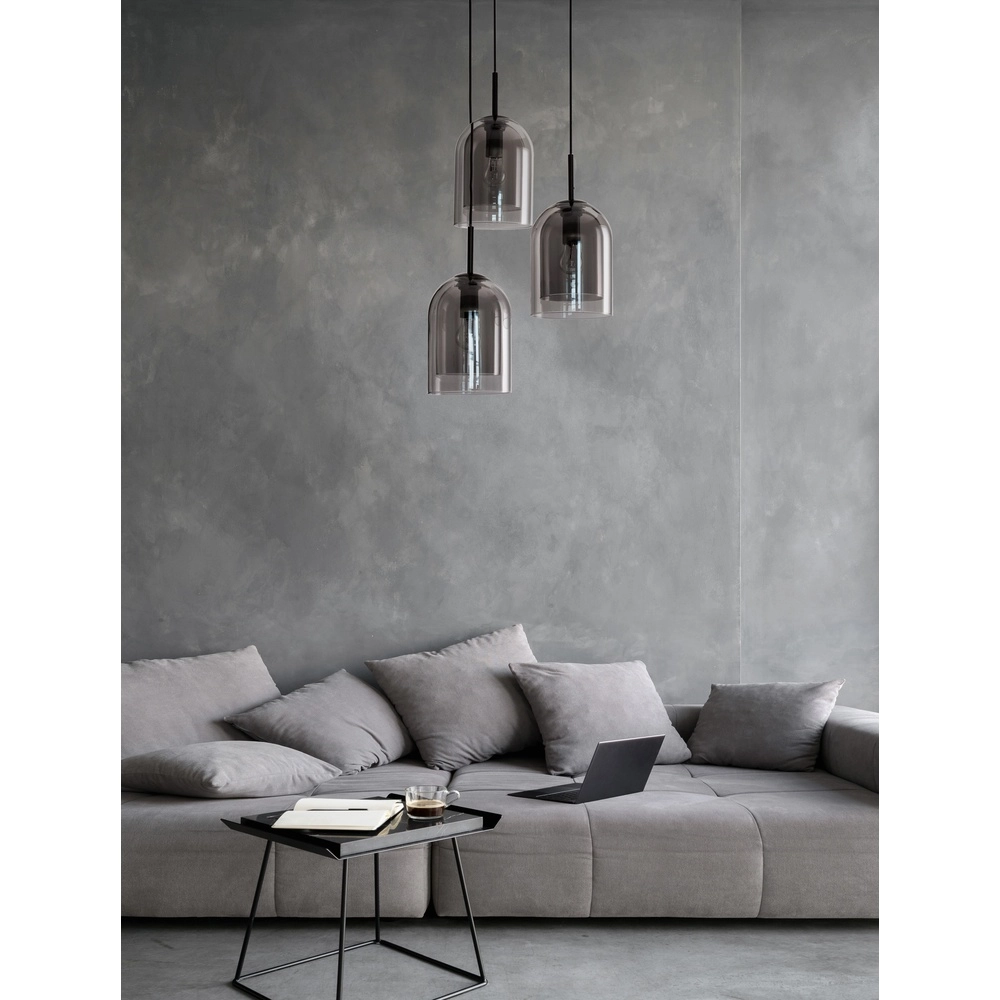 Pendant lamp Velor 3-light black round Lyora 5212017431189