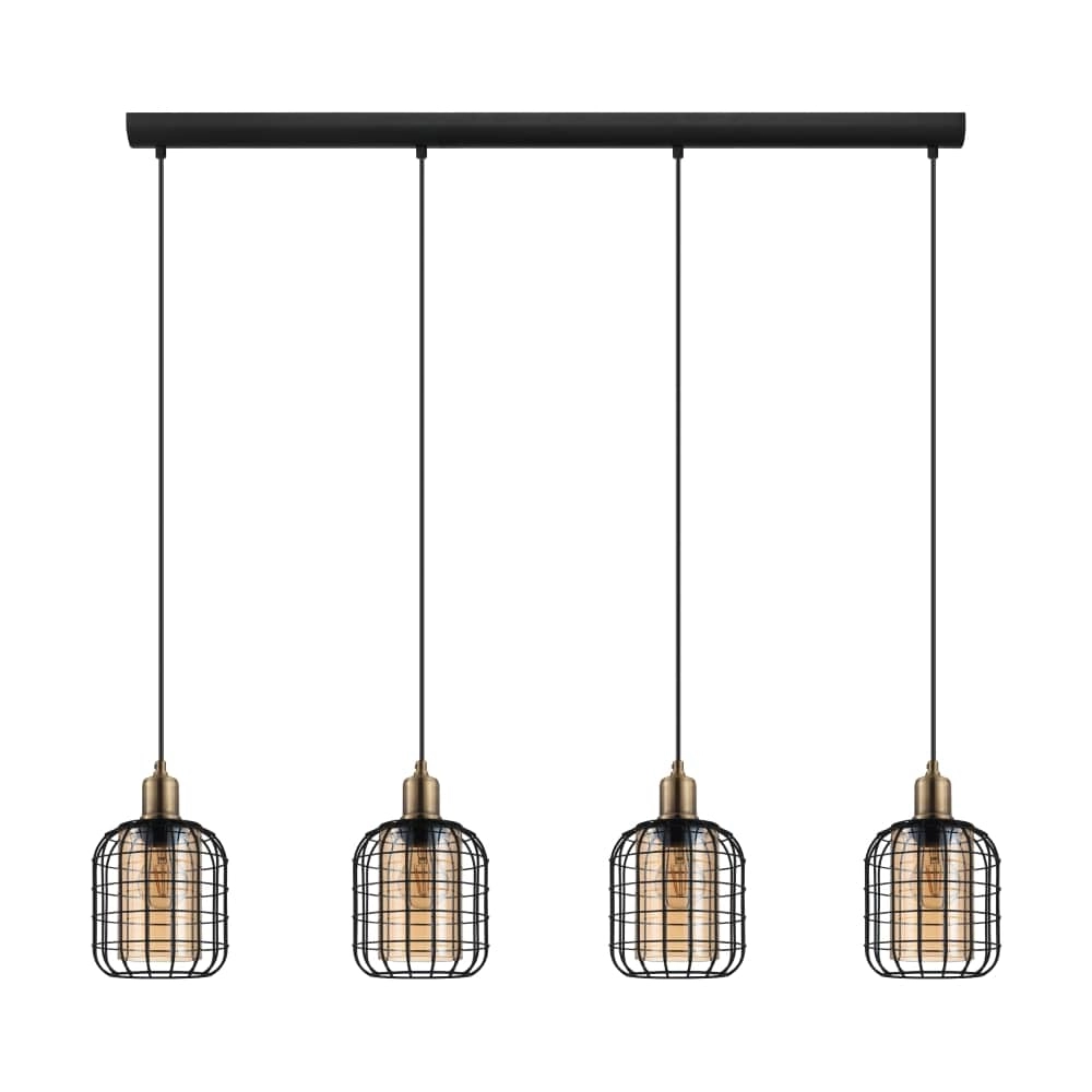 Dining room pendant lamp Chisle with amber glass