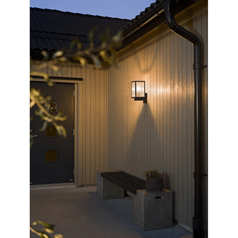 Wall lamp Carpi black with ribbed glass KonstSmide 7318300030485