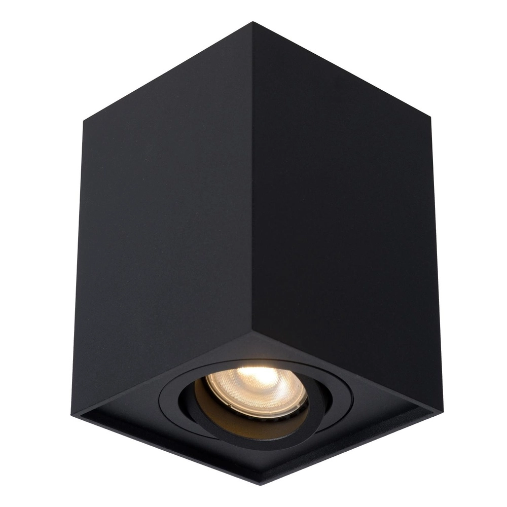 Surface-mounted ceiling spot Tube Square Black Lucide 5411212221285