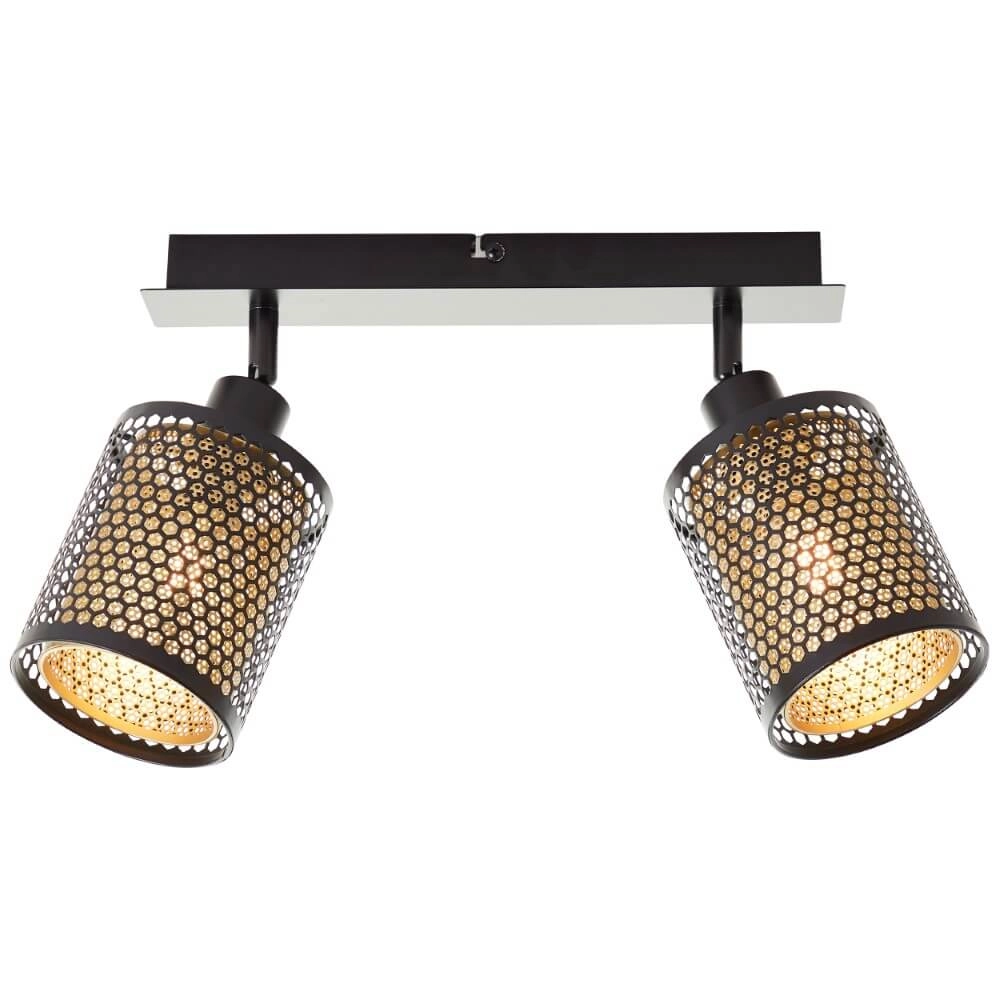 2-light ceiling lamp Cheval black with gold