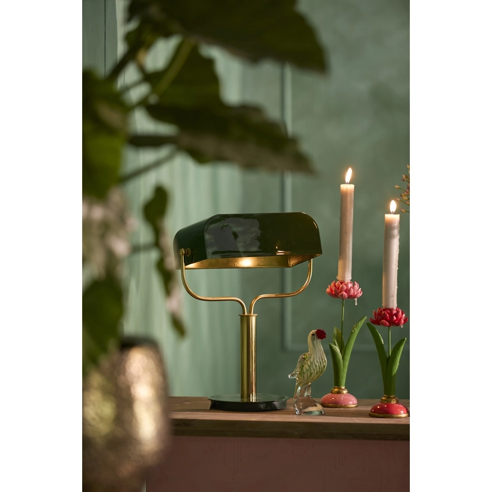 Banker's lamp Ayer dark green with gold Light & Living 8717807742867