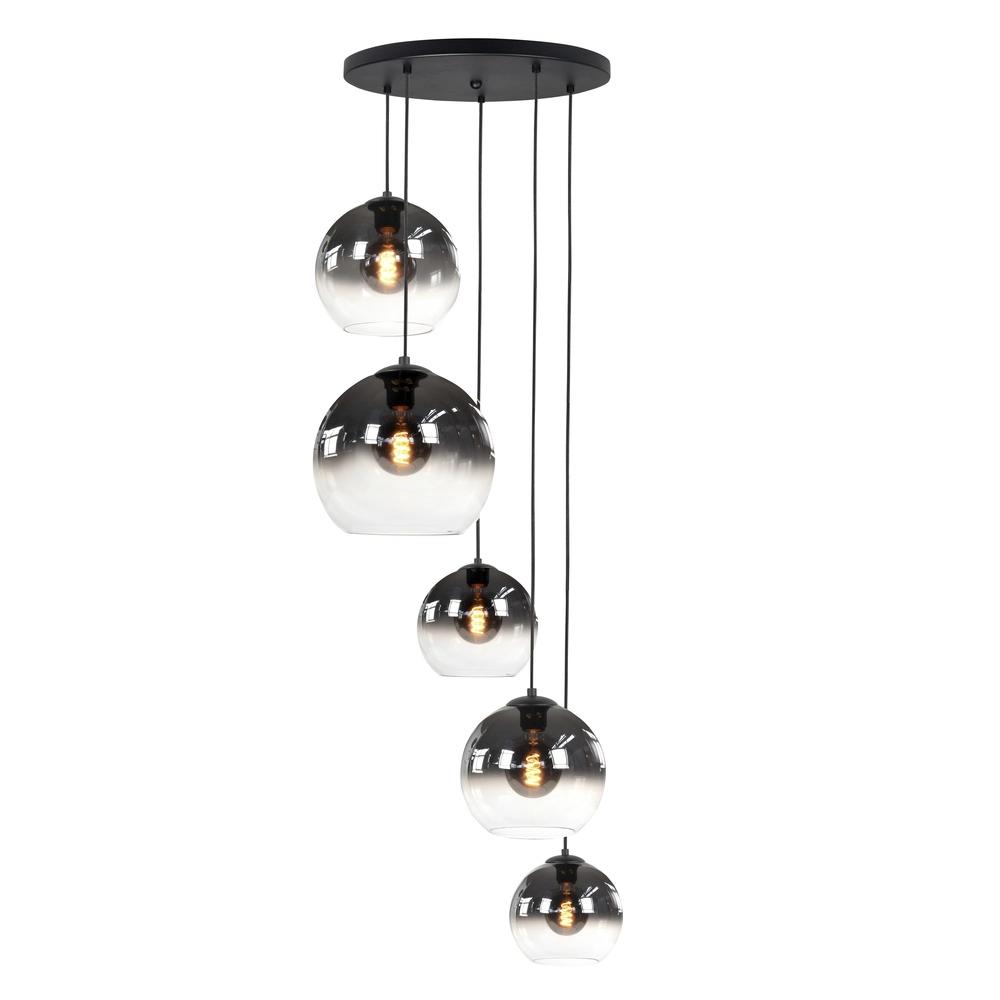 Pendant lamp Fantasy 5 smoke and clear glass