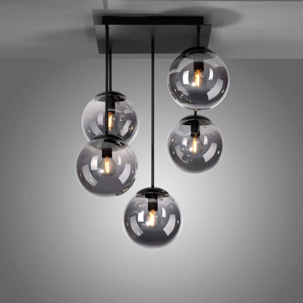 5-light ceiling lamp Big Widow black Just Light 4043689988371