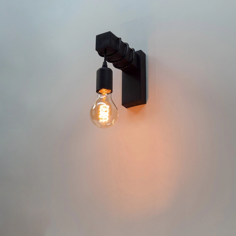Country wall lamp Townshend black wood Eglo 9002759307387