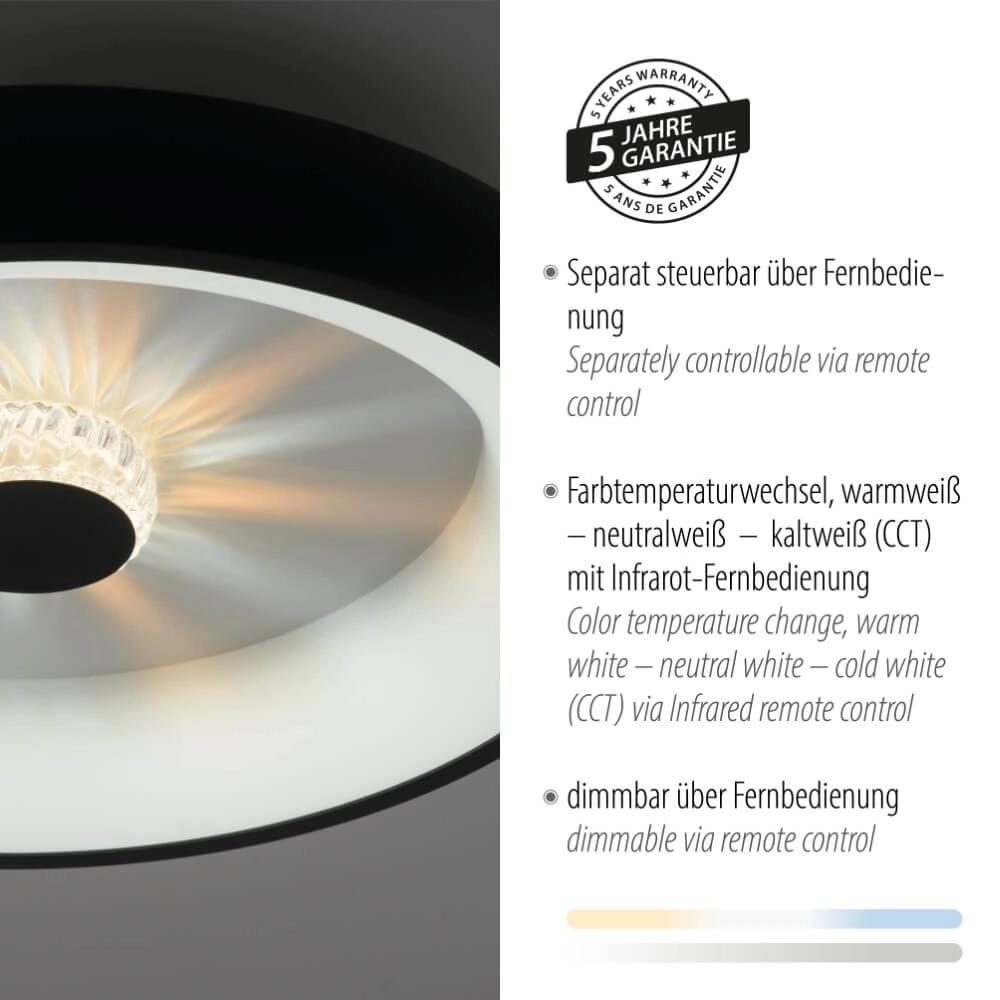 Round ceiling lamp Vertigo black Ø 46,5cm Just Light 4043689994723