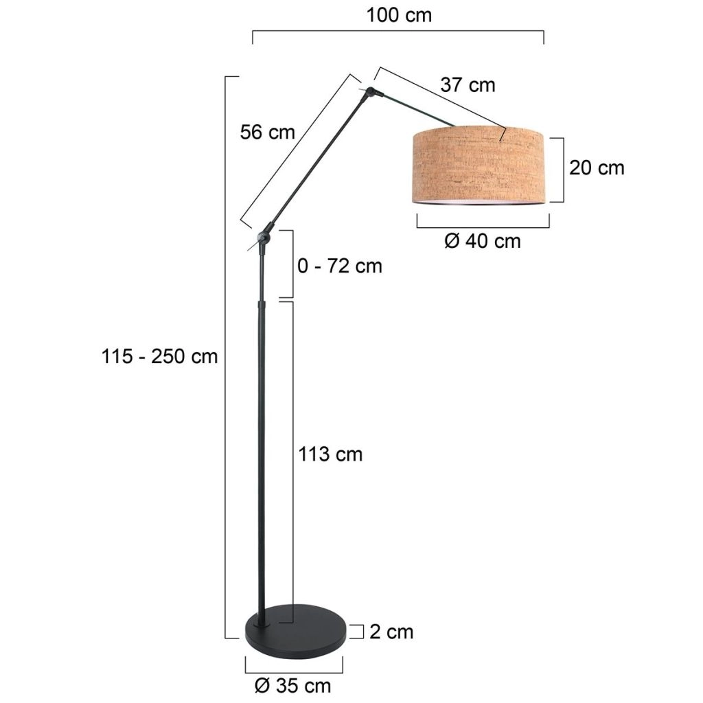 Black floor lamp Prestige Chic with cork cap Ø40cm Steinhauer 8712746180527