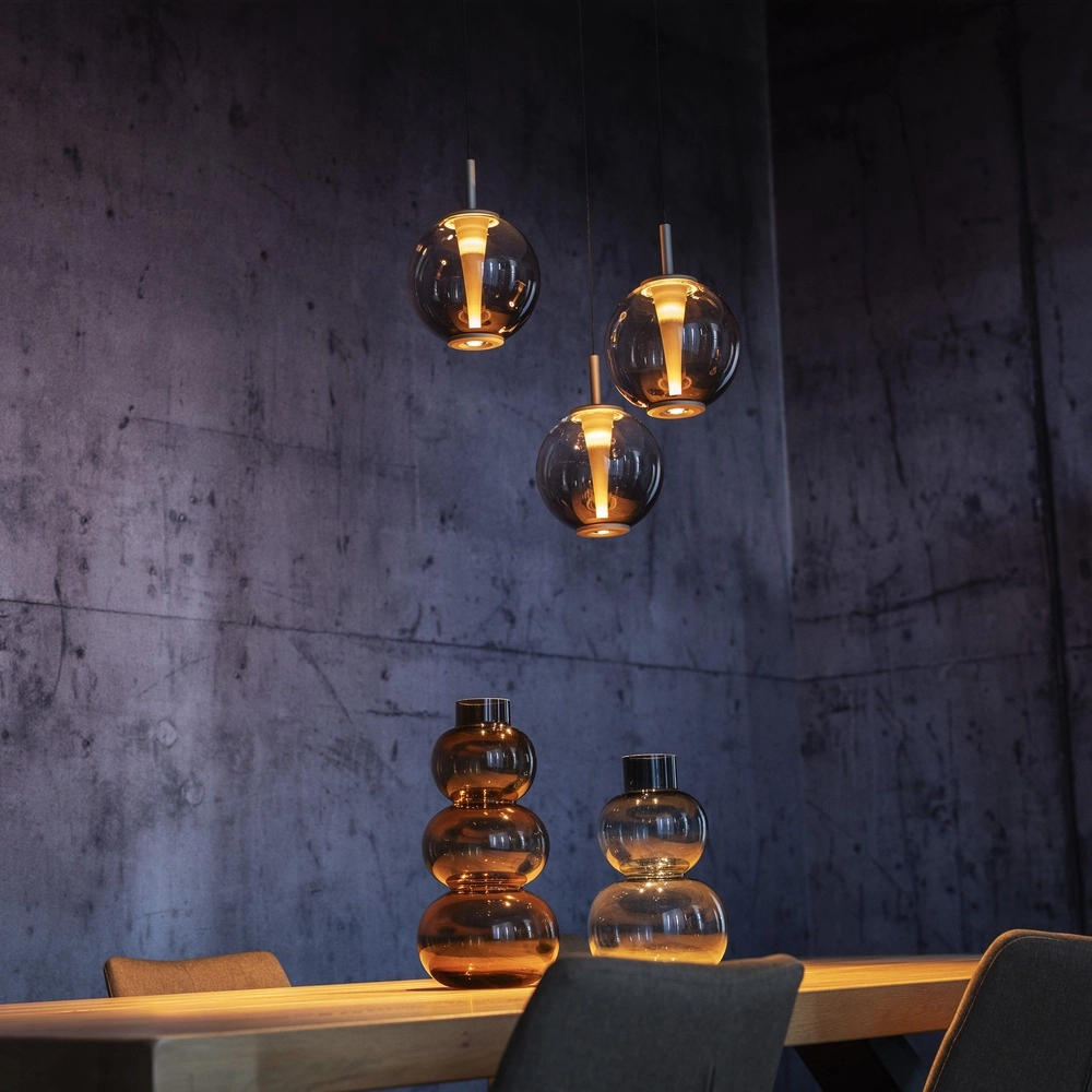 Vide pendant lamp Pure E-Infinty Bronce with amber glass Paul Neuhaus 4012248398166