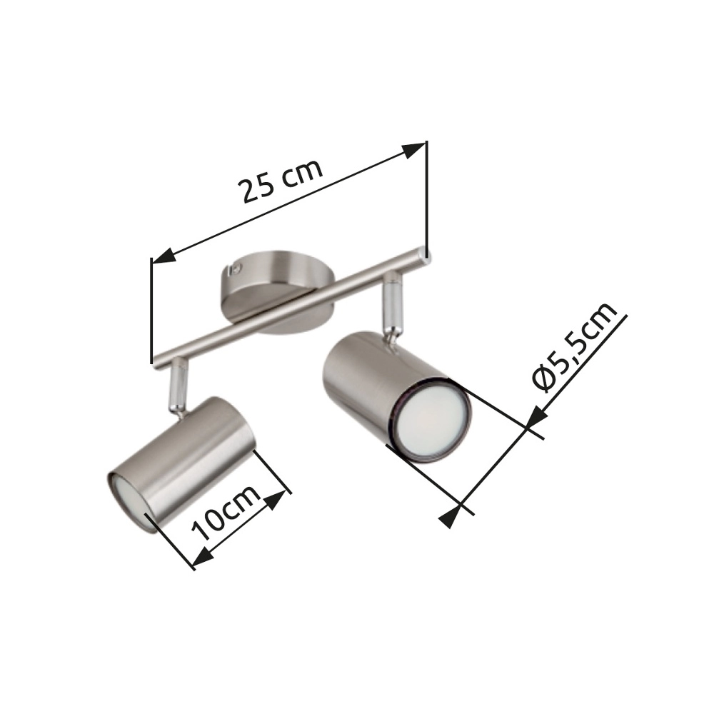 2-light ceiling lamp Allvi nickel Globo 9007371457762