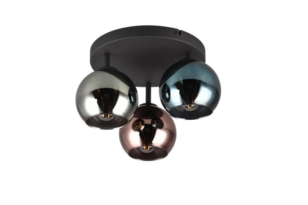 Designer ceiling lamp Sheldon black with smoke glass
