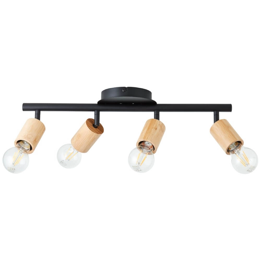 4-light ceiling lamp Tiffany black with wood Brilliant 4004353406492