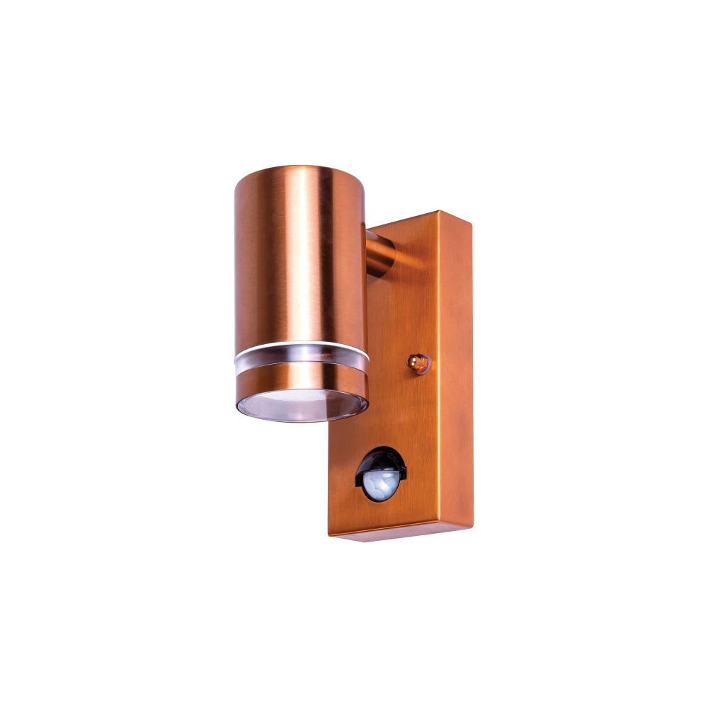 Wall spotlight with sensor Opden Red copper - 1x GU10