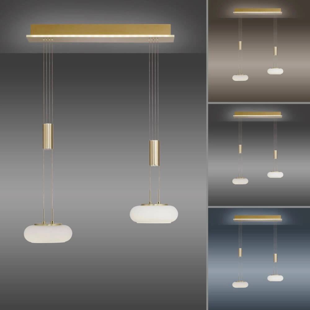 2-light pendant lamp Q-Etienne brass Paul Neuhaus 4012248350416