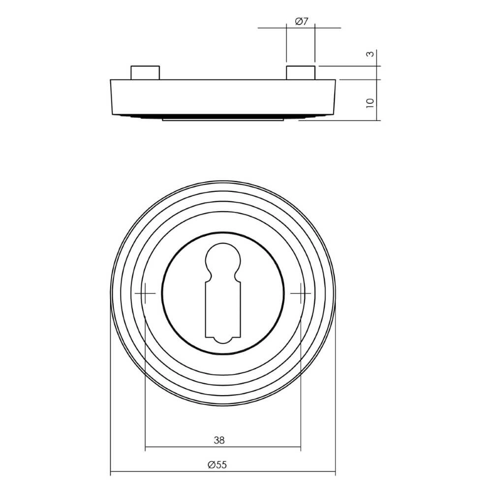 Key rosette Tira Round old gray Intersteel 8714186579763