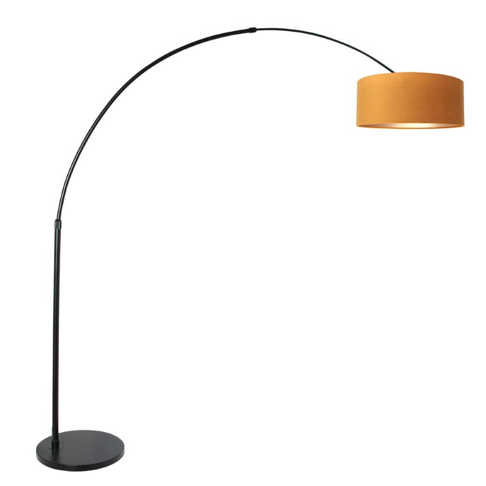 Black arc lamp Sparkled with velvet shade