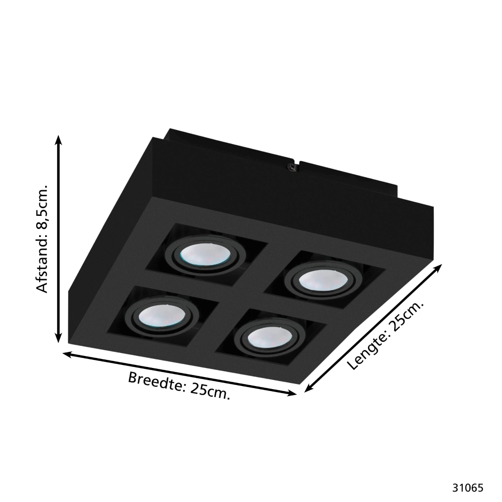 Black surface-mounted spotlight Mendoza 4-light Eglo 9002759310653