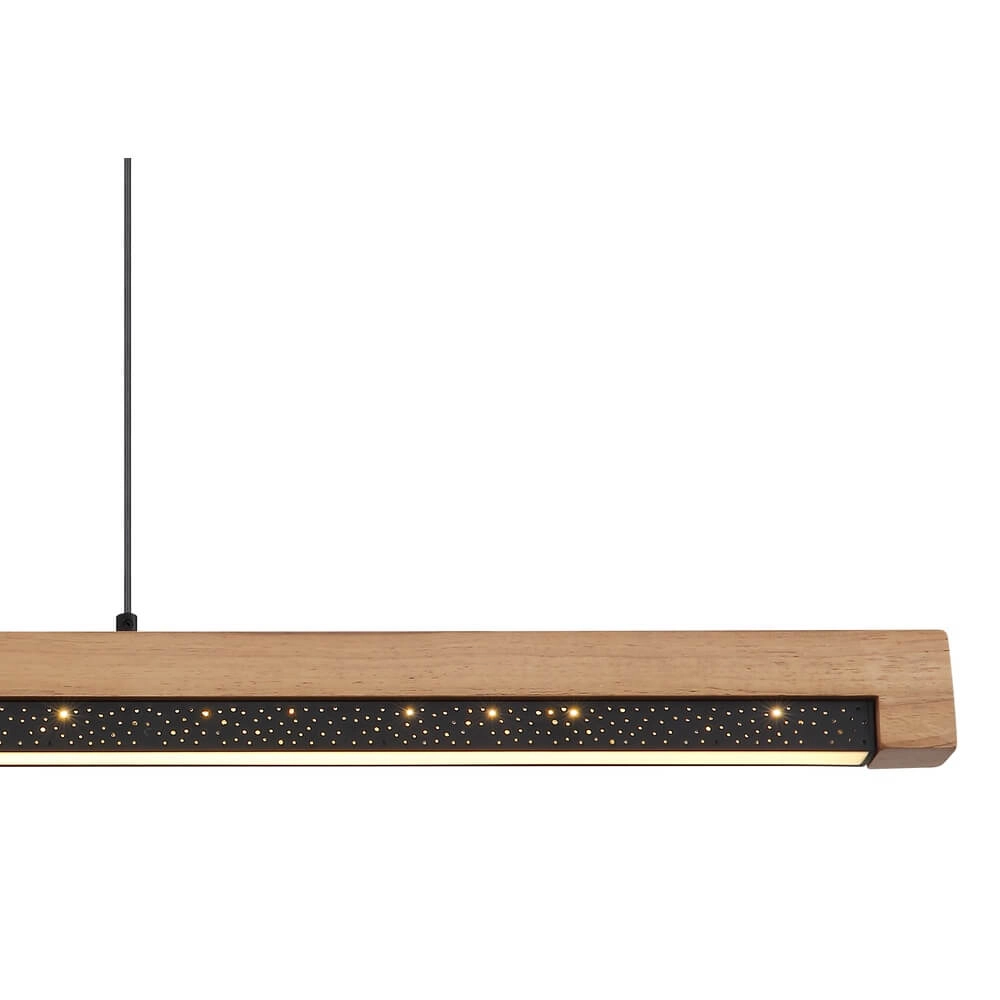Design pendant lamp Starla black with wood 85cm Globo 9007371456291