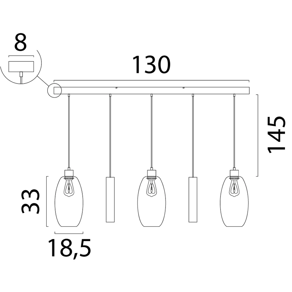 Glass pendant lamp Olive 3x Ø 18.5cm - 2x Run pendant - sand Masterlight 8718121396880