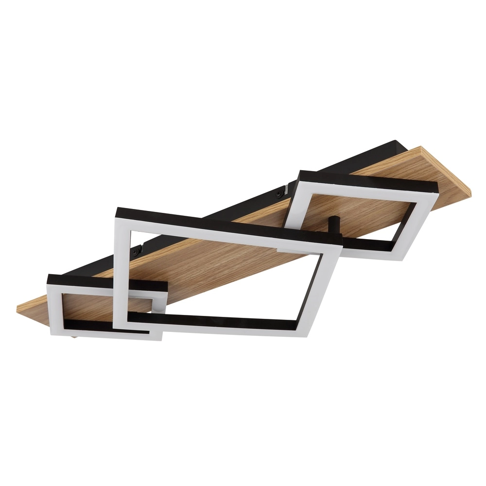 Ceiling lamp Beatrix I 3 squares black with wood Globo 9007371468393