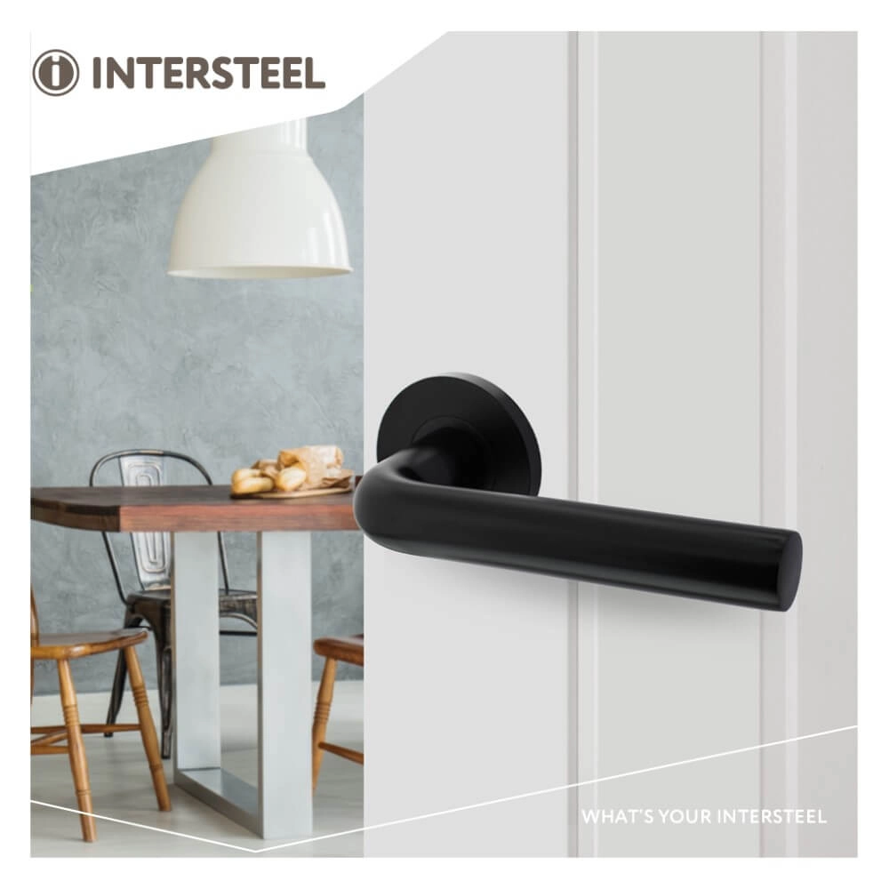 Modern door handle Recht Aluminum Black Intersteel 8714186492185