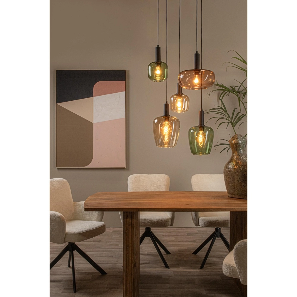 5-light pendant lamp Ilona black with colored lenses Lucide 5411212452757