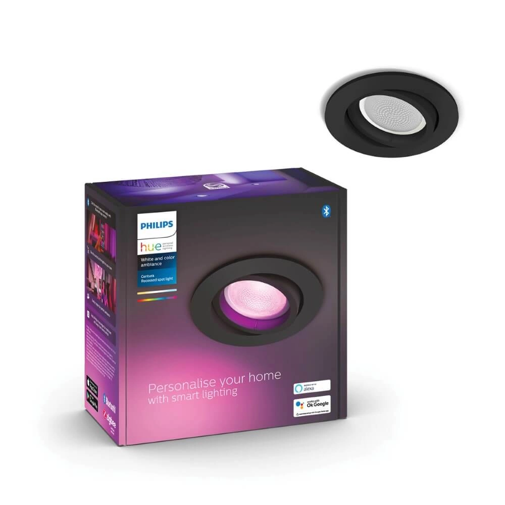 Black recessed spotlight Hue Centura - White and Color orientable Philips 8720169318915