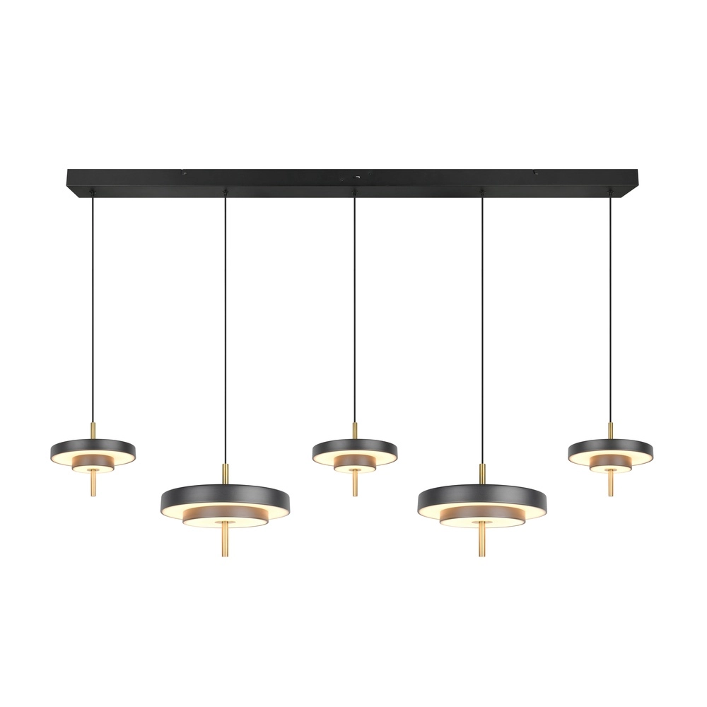 5-light pendant lamp Keaton black with gold Trio 4017807655483
