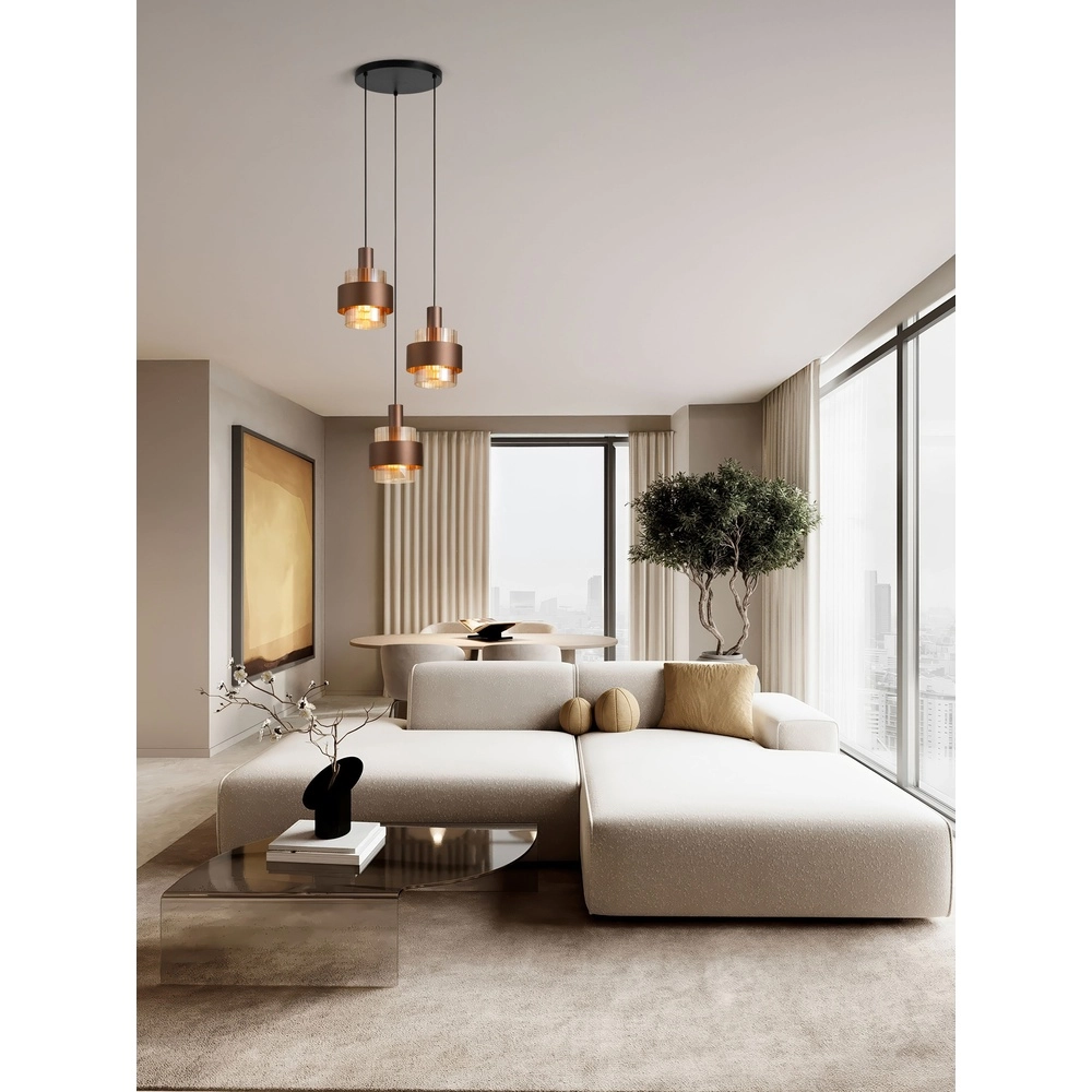 Modern pendant lamp Serena 3-light coffee brown Lyora 5212063501140