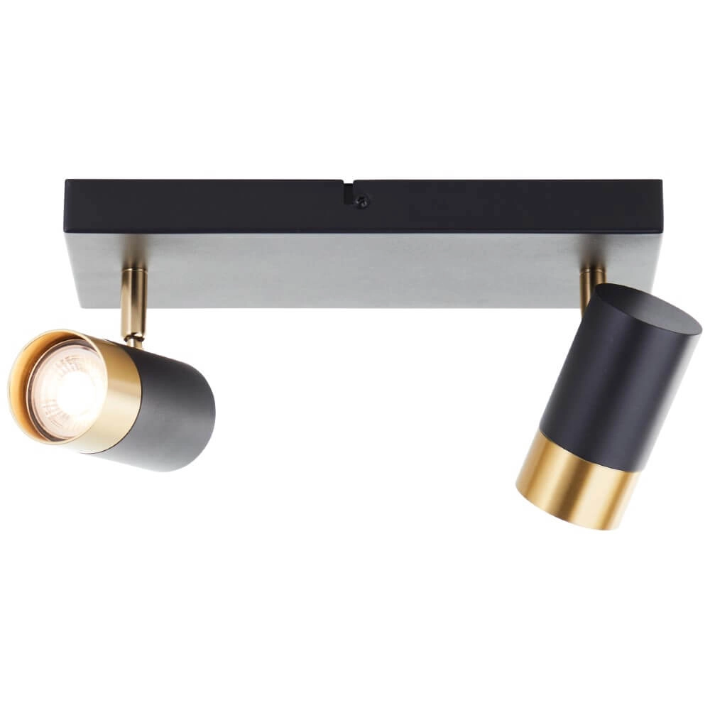 2-light surface-mounted spotlight Vigolo black with gold Brilliant 4004353441325