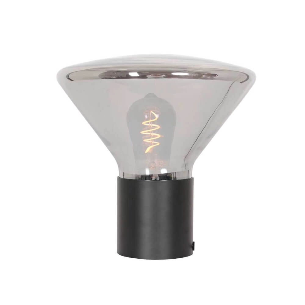 Table lamp Ambiance black with smoke glass