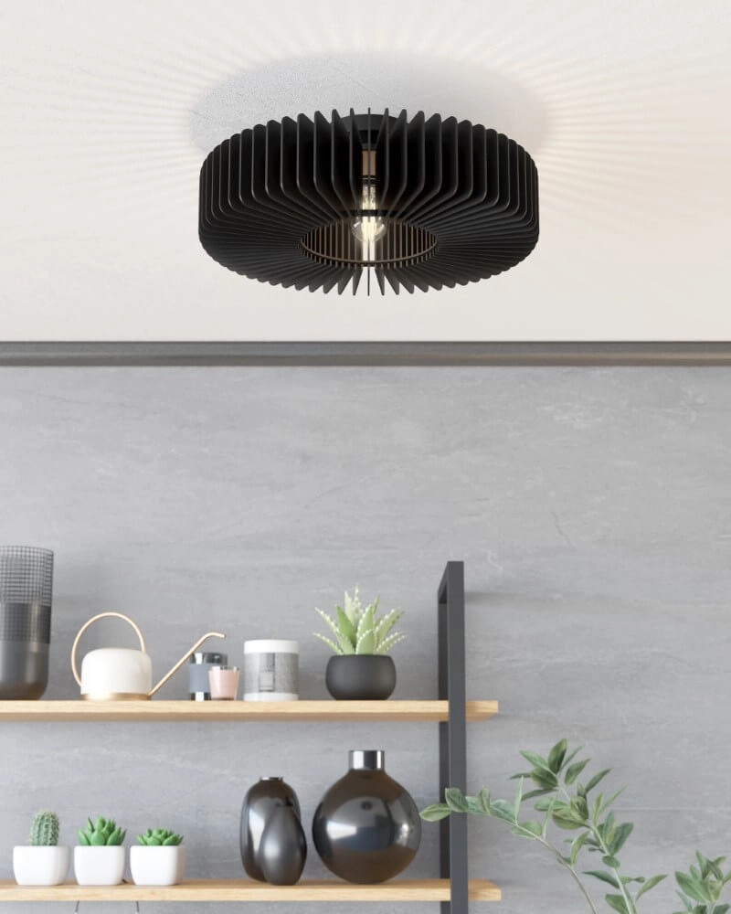 Wooden ceiling lamp Palombaia Ø 50cm - black Eglo 9008606274024