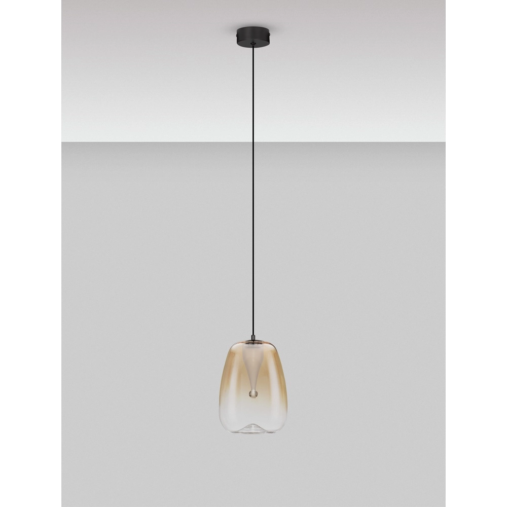 Design pendant lamp Oblo 1-light amber glass Lyora 5212017474094