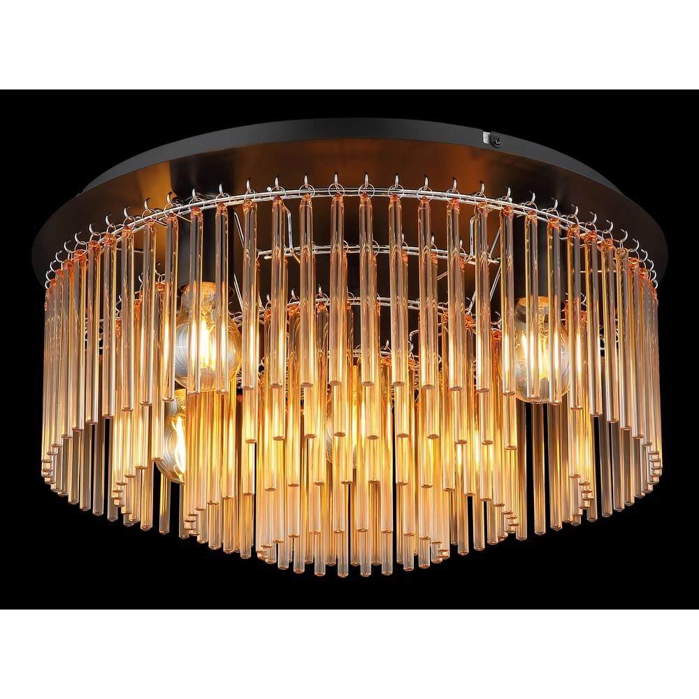 Black ceiling lamp Gorley with amber glass Ø 50cm Globo 9007371478002