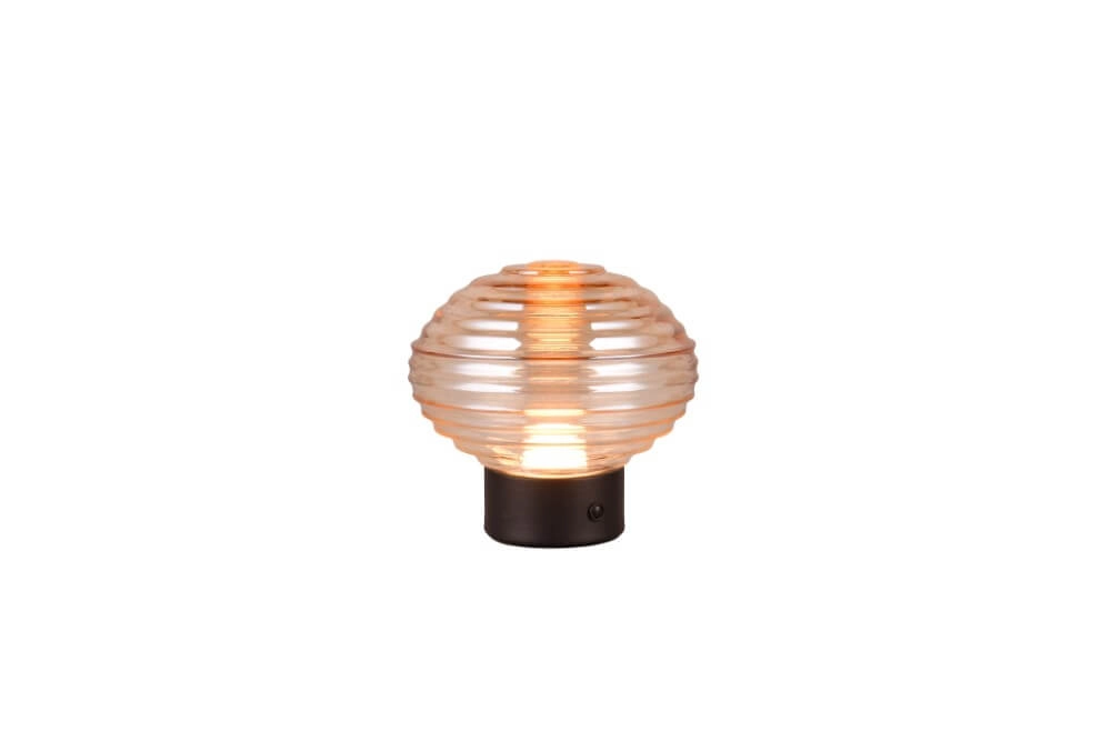 Rechargeable table lamp black Earl Amber glass