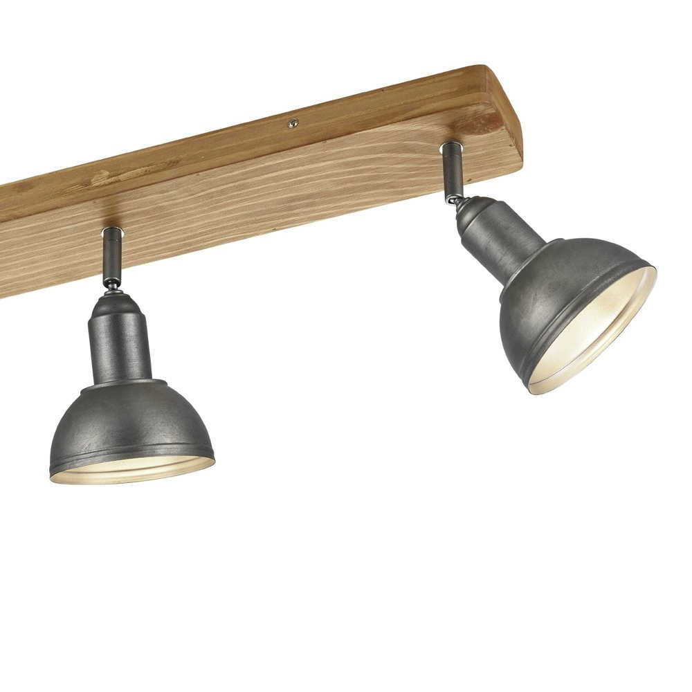 Wooden ceiling lamp Delhi 3-light spotlights antique silver Trio 4017807430219