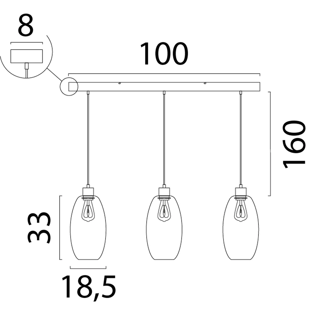 Glass pendant lamp Olive 3x Ø 18.5cm - sand Masterlight 8718121397702