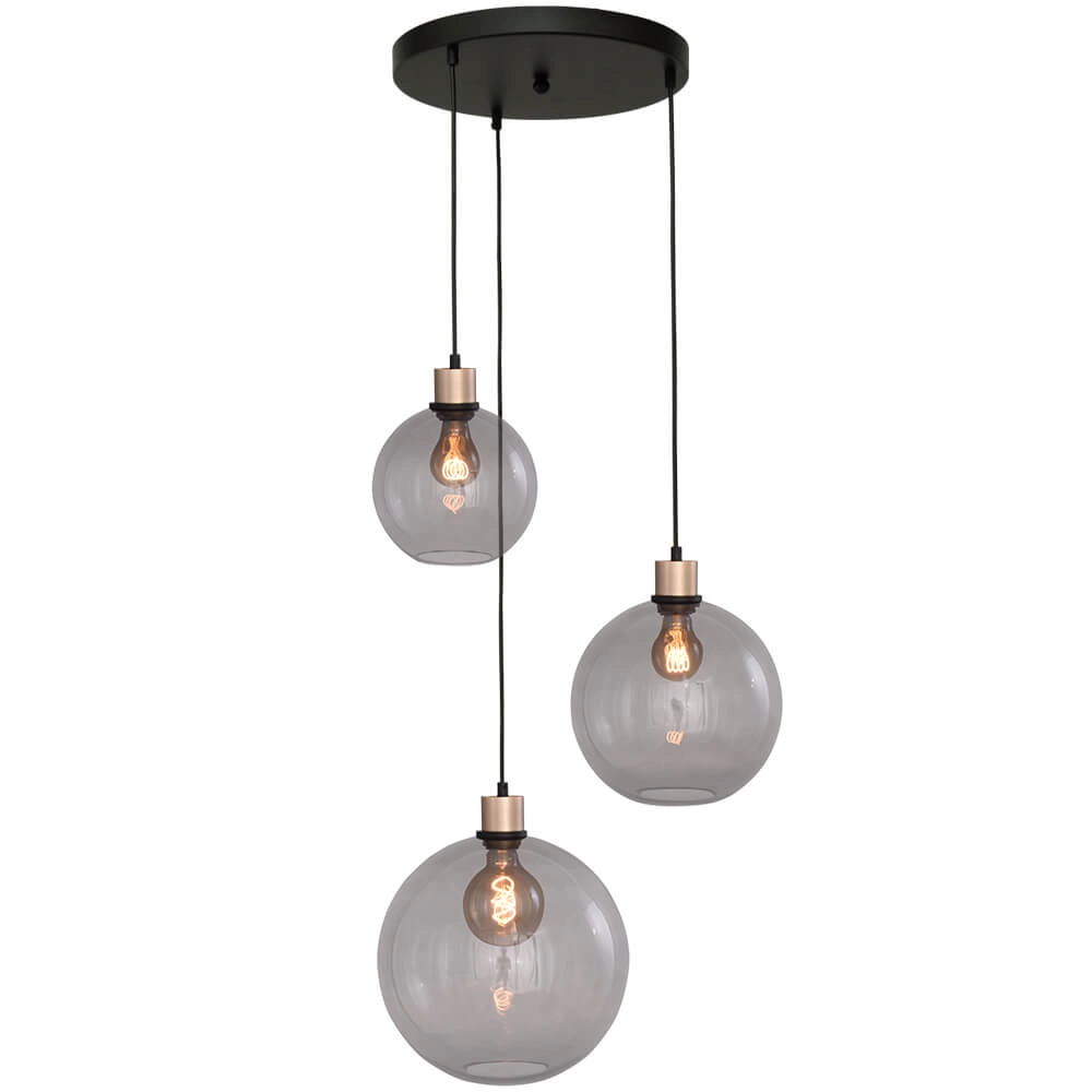 Vide hanging lamp Lazise 3-light gold with black