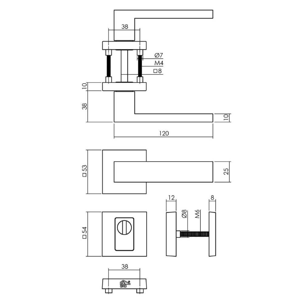 Rear door hardware set Amsterdam Stainless steel Intersteel 8714186571163