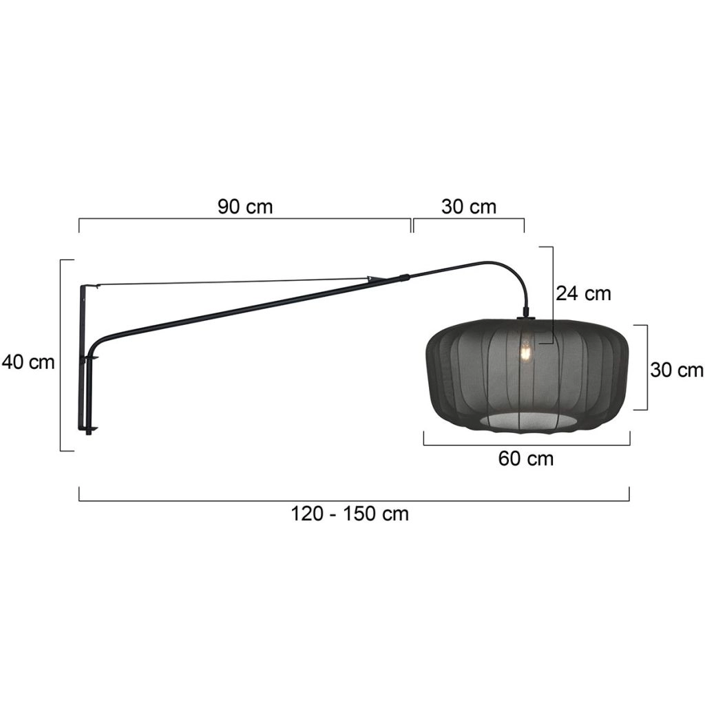 Wall lamp black Vela Lino with black shade Ø60cm Steinhauer 8712746182507