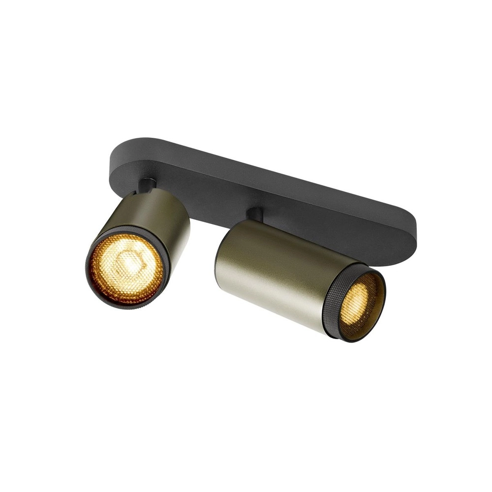 Surface-mounted spot Grip! L 2-light bronze with black ring