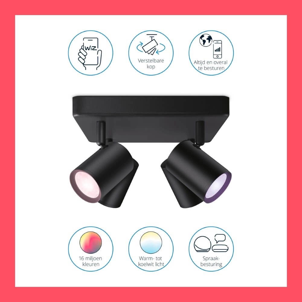 4-light surface-mounted spotlight Imageo smart - black WiZ 8719514554573