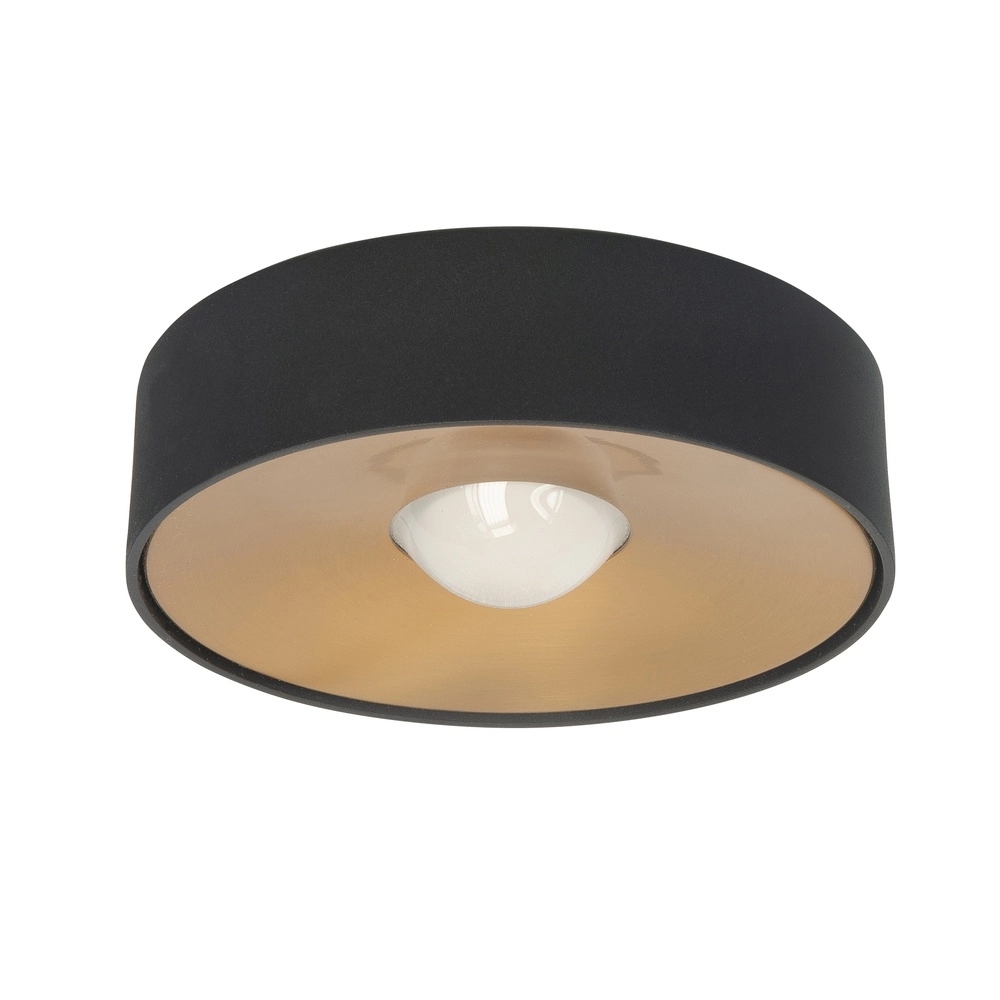 Ceiling lamp Bright black with brass Ø 15cm