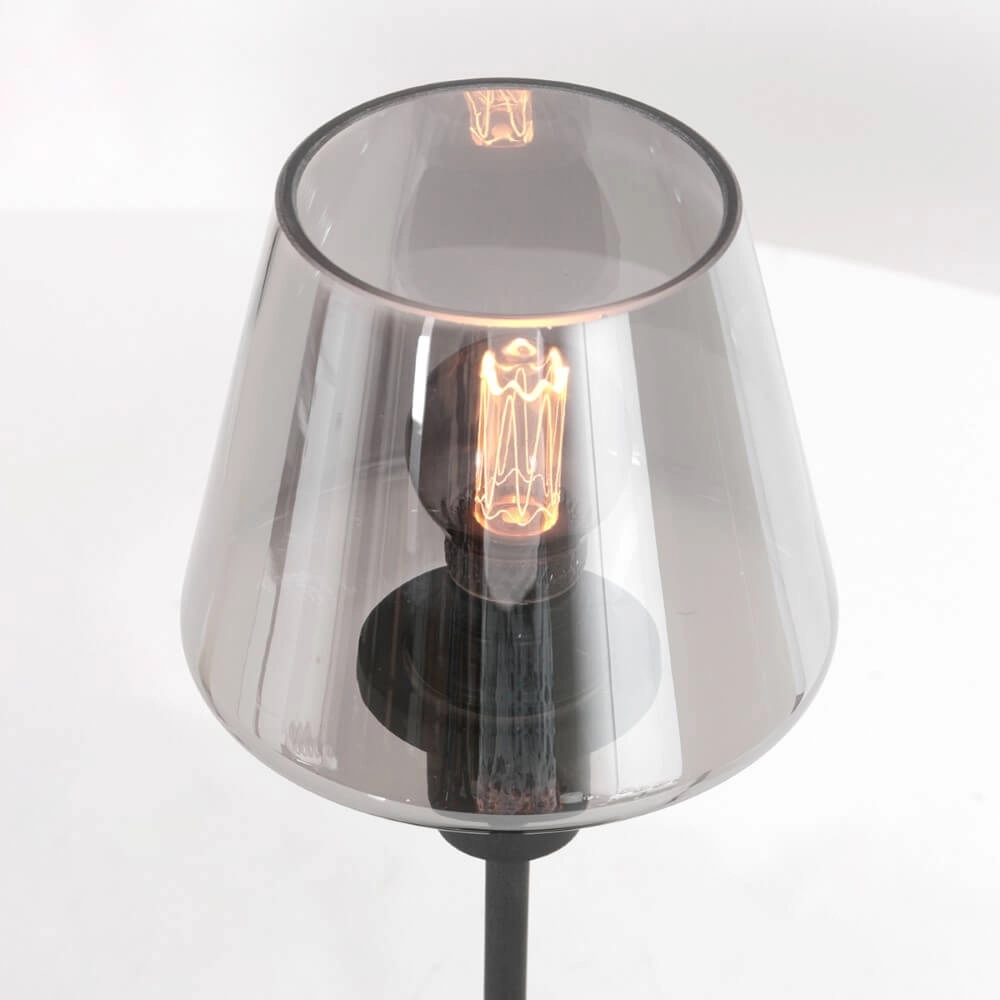 Black table lamp Ancilla with smoke glass Steinhauer 8712746146790