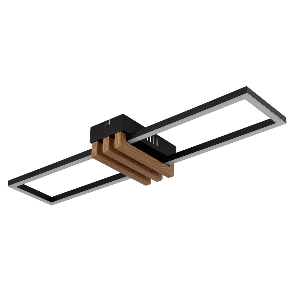 Modern ceiling lamp Dakari I black with wood 60cm Globo 9007371522781