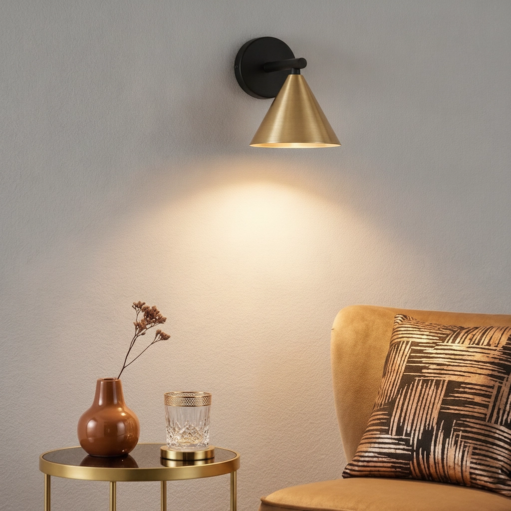 Wall lamp Conico Single black with gold