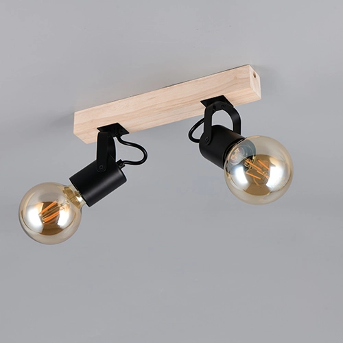 Double ceiling light Lynar black with wood Trio 4017807670721