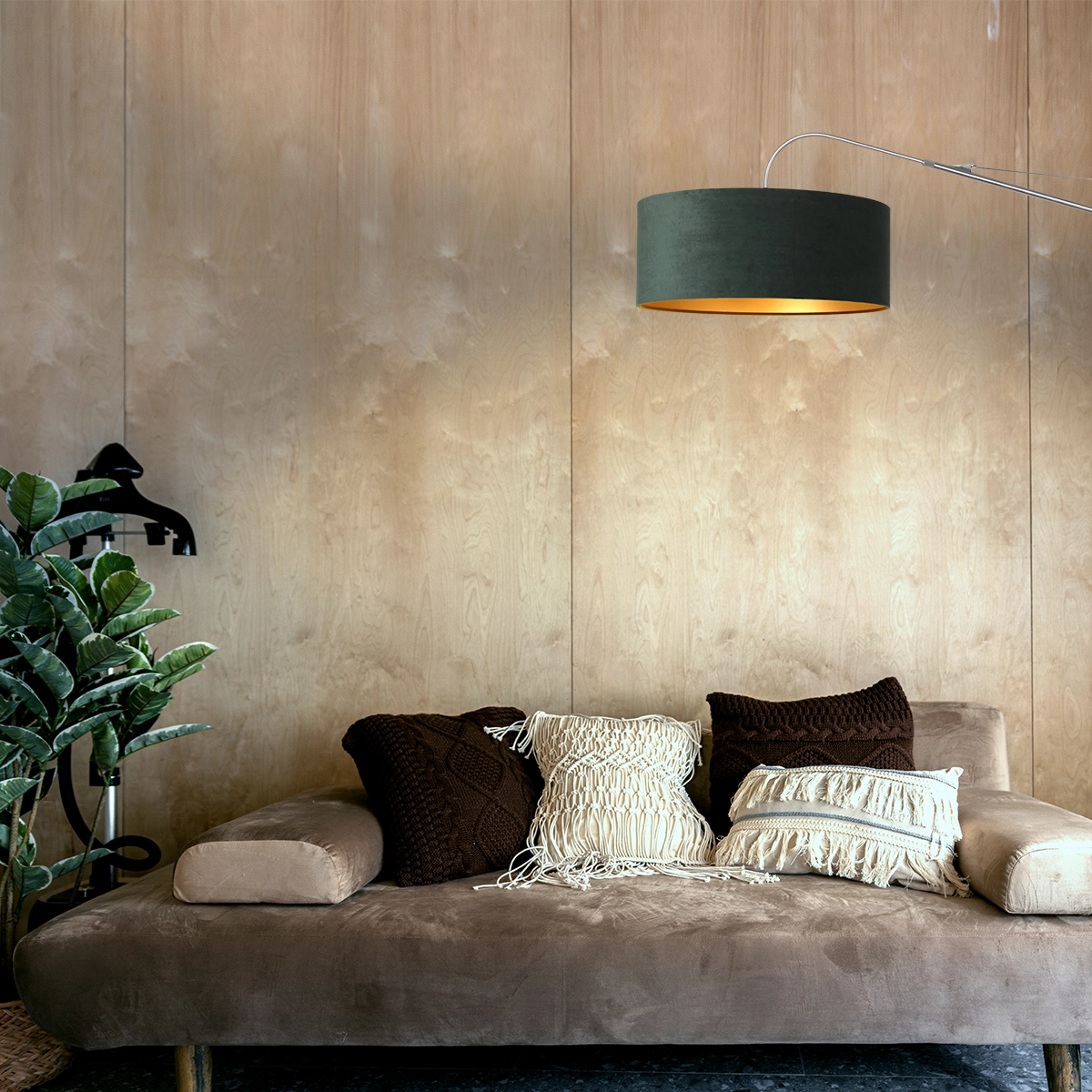 Wall lamp Elegant Classy 50cm stainless steel with green velvet shade Steinhauer 8712746146004