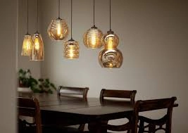 8-bulb pendant lamp Quinto 8 black with amber glass Masterlight 8718121216669